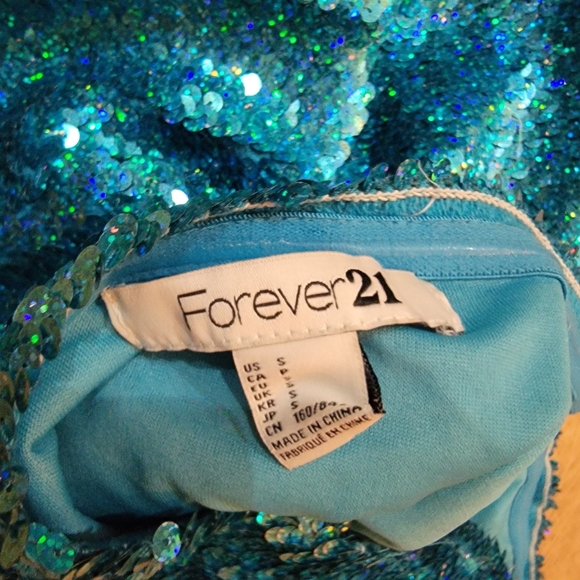 Forever 21 Blue Sparkle Bodycon Mini Dress Size Small - Picture 5 of 5